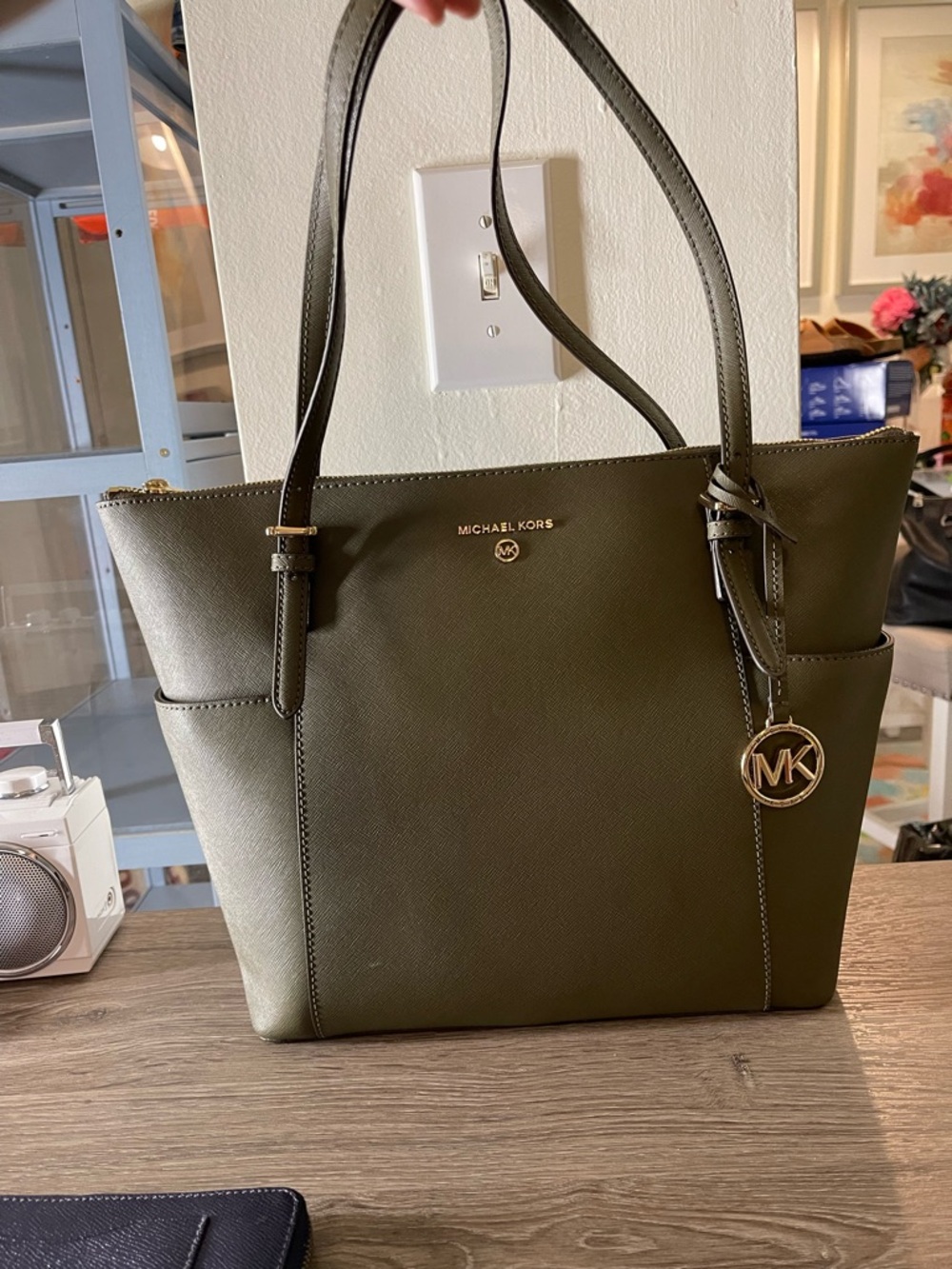Michael Kors Olive Green Saffiano Leather Tote
